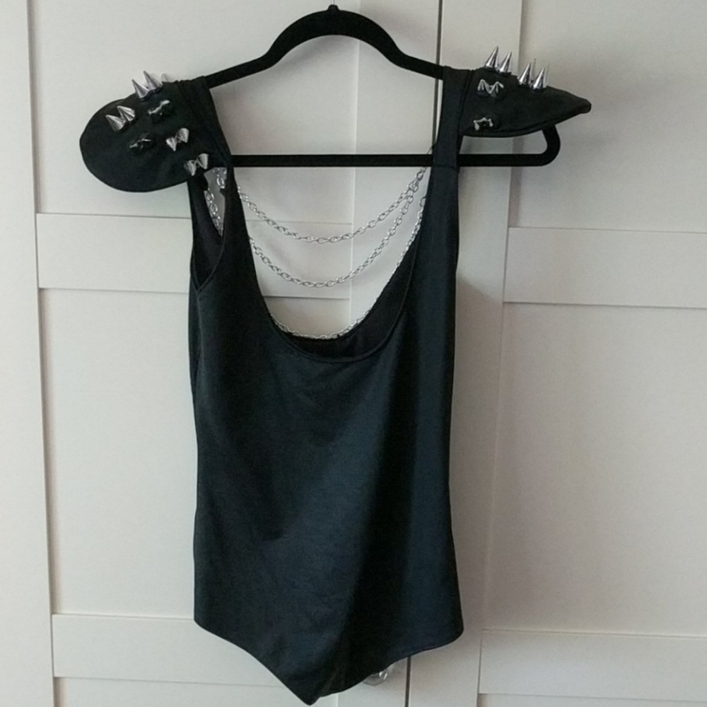 Goth Punk SteamPunk Spiked Bodysuit with Chains